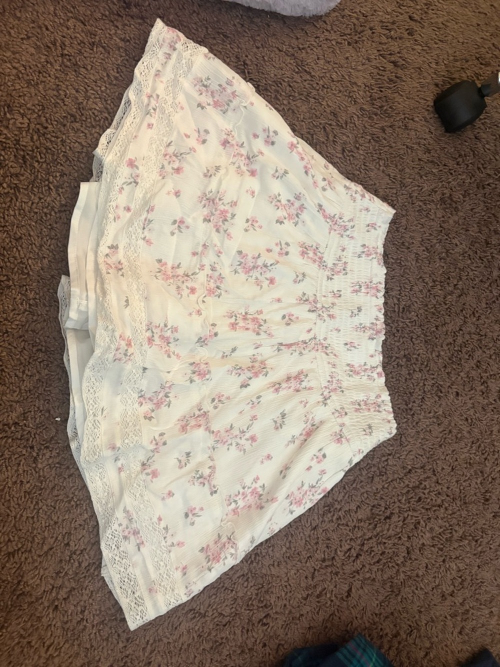 Hollister White Skirt with Pink Floral Print